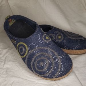HAFLINGER clogs pure wool uppers blue EUR 40